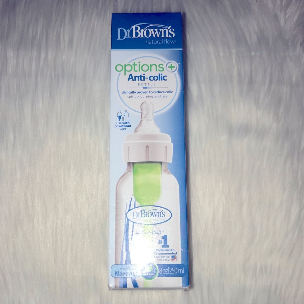 New Dr. Brown's Natural Flow Anti-Colic Options+ Narrow Baby Bottle, 8oz